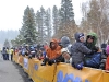 As snow begins to fall people wait in Montbleu's parking for the start of the Amgen Tour of California Professional Cycling Race to begin. The event was cancelled due to dangerous road because of in-climate weather Sunday May 15, 2011. 