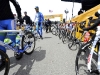 Amgen racers arrive at the starting line Sunday May 15, 2011 on Lake Parkway. Â As the last riders showed up, it begin to snow again and the race was cancelled.