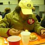 Dave digs into his apple pie at St. Theresa on Nov. 23. Photo/Kathryn Reed