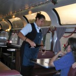 Mel brings wine and cheese to passengers headed to Southern California. Photo/Lisa Huard