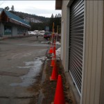 This structure will house remediation equipment to cleanup soil and groundwater contamination at the other end of the parking lot. Photo/Kathryn Reed.