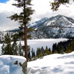 Sun peaks through on a frozen Cascade Lake. Photos/Kathryn Reed
