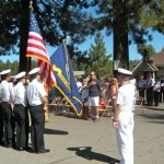patriots day The JROTC color guard and South Lake Tahoe residents at the Sept. 11 ceremony. Photo/Kathryn Reed
