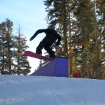 Riders waste no time -- Sierra's terrain park on Bashful opened Dec. 19. Photo/Kathryn Reed