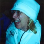 sue Susan Wood on the torch route in 2002. Photo/Courtesy Susan Wood