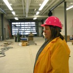 sths-4 South Tahoe High Principal Ivone Larson talks about the auto shop that will open in April. Photos/Kathryn Reed