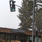 This light at Highway 50 and Third Street in South Tahoe already looks like it has been through a wind storm. Photo/Kathryn Reed
