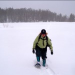 shoe-1 Sue Wood trudges through Big Meadow on a snowy Easter. Photos/Kathryn Reed