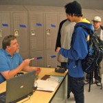 sths-3 Teacher Mike Patterson, left, talks with students.