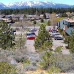 The parking lot anglomg to the left of the Nugget Building in Stateline will be off-limits as of June 1. Photo/Kathryn Reed