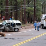 accident A single-vehicle accident Tuseday evening leaves one injured and power lines strewn across Pioneer Trail. Photo/Kathryn Reed
