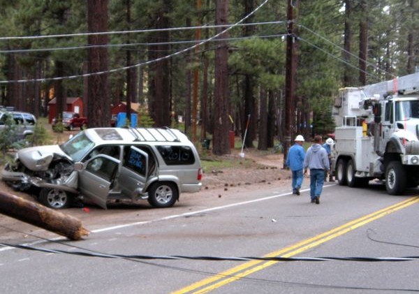 South Tahoe teen survives plowing into power pole