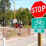 bike sign Completion of the Sawmill Bike Trail is at least two years away. Photos/Kathryn Reed