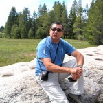 Darrel Cruz of the Washoe Tribe at the grinding rock behind Lake Tahoe Community College. Photos/Kathryn Reed