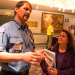 fire John Schuler, a defensible space inspector at the Sierra Fire Protection District in Washoe County, educates Petra Schuler, a South Shore homeowner. Photo/Austin Fay