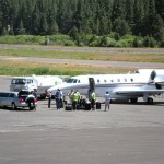 A limo is set to transport the group that arrived via this XQJet on July 13 at Lake Tahoe Airport. Photos/Kathryn Reed