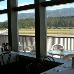 Flight Deck restaurant at Lake Tahoe Airport has indoor and outdoor seating with views of runways.