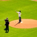 rice Jerry Rice throws out the first pitch at the Giants home opener in April 2010.