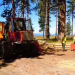 David Tormey adn David Mercer wrap up a thinning project Aug. 23 in the Upper Truckee Marsh. Photos/Kathryn Reed