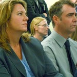 council Jacqueline Mittelstadt and Chris Ziegler listen Oct. 19 to the council deliberate. Photo/Kathryn Reed