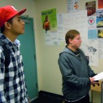 Mount Tallac students Arnulfo Jimenez, left, and Carols Lopez give a tour of the school. Photo/Kathryn Reed