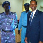 Truckee Police Chief Nicholas Sensley, right, with Sudan police. Photo/Provided