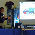 shelterbox Ryder Evans talks about what is in a ShelterBox. Photo/Kathryn Reed
