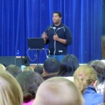 Adam Northam presents Rachel's Challenge at STMS on Nov. 9. Photo/Kathryn Reed