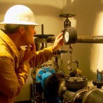 codes-2 Contractor Joe Stewart checks on the boiler at STHS's TADA building that is under construction. Photos/Jessie Marchesseau