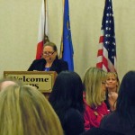 STHS Principal Ivone Larson talks about the eight women being honored Dec. 8. Photo/Kathryn Reed