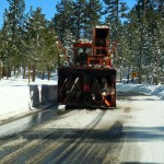 Caltrans equipment heads toward Emerald Bay on Feb. 20. Photo/Kathryn Reed