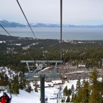heavenly Skiers on March 9 fill Heavenly's California base lodge parking lot. Photo/Kathryn Reed