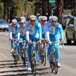 Team NetApp rides down Highway 50 in South Tahoe on May 12. Photo/Kathryn Reed