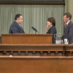 gaines Beth Gaines, center, is sworn in May 12 to represent Tahoe in the California Assembly. Photo/Provided