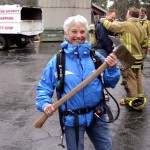 Tere Tibbets of LTCC finds out what it's like to be a firefighter.