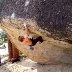 bouldering Jesse Bonin on Pimp Juice V9. Photo/Jason Hogan