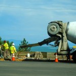 Crews pour concrete at Highway 50 near Rufus Allen Boulevard on Sept. 12. Photo/Kathryn Reed