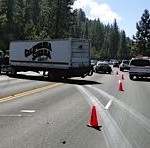 A truck carrying Lake Tahoe Marathon medals was in an accident Sept. 13. Photos/Les Wright