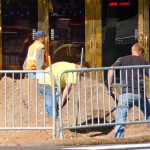 harveys Crews work on the sidewalk in front of Harveys. Photo/LTN