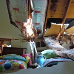 No one was home when a tree crashed into a bedroom of a house on Anita Avenue. Photos/Kathryn Reed