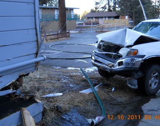 Driver arrested after vehicle strikes Stateline area hotel