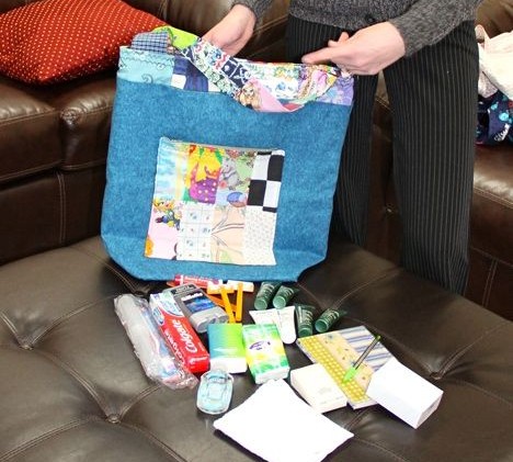 Handmade totes donated to crime victims