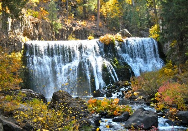 3 waterfalls tumble through scenic river canyon