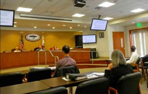 South Tahoe PUD staff, foreground, discuss the budget March 6 with the board. Photo/LTN