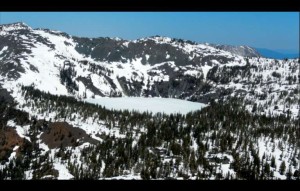 Helicopter tours reveal a frozen back country lake west of Lake Tahoe. Photos/Kathryn Reed