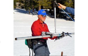 Manually checking the water content of the snowpack is a winter ritual in the Sierra. Photo/LTN file