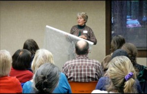 Master gardener Carolyn Meiers says frost cloth will protect plants from freezing. Photo/Kathryn Reed