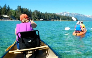 Sue steers clear of Brenda and Roni in the kayak. Photos/Kathryn Reed