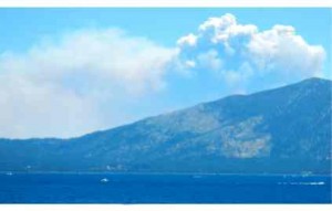 Smoke tumbles into the Lake Tahoe Basin on July 5 from the Bison Fire. Photo/LTN