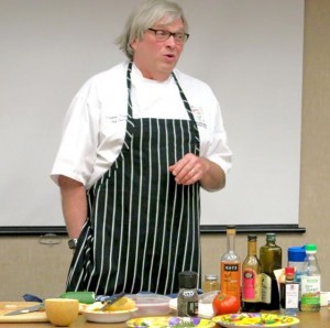 Steve Fernald leaves the LTCC classroom to give a public cooking demo.